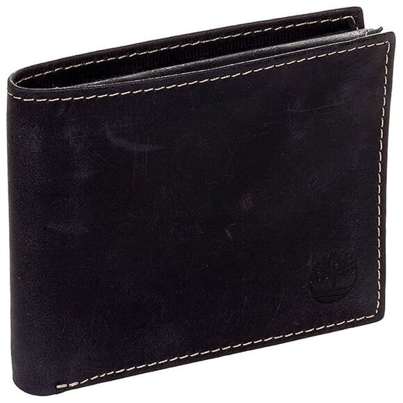 mens Leather Wallet With Attached Flip Pocket, Black (Blix)